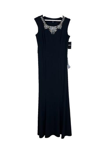 msk beaded ruched sheath dress MSK Womens Ruched Beaded Gown Dress, Blue, 8