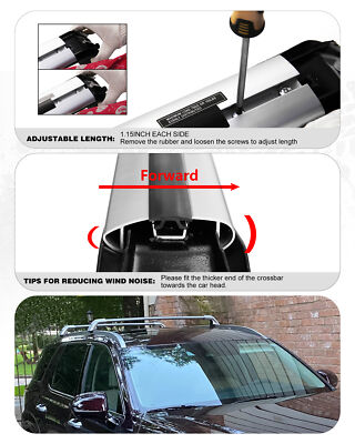 Roof Racks Cross Bars Silver Aluminum For Kia Niro - Niro EV 2017-2022