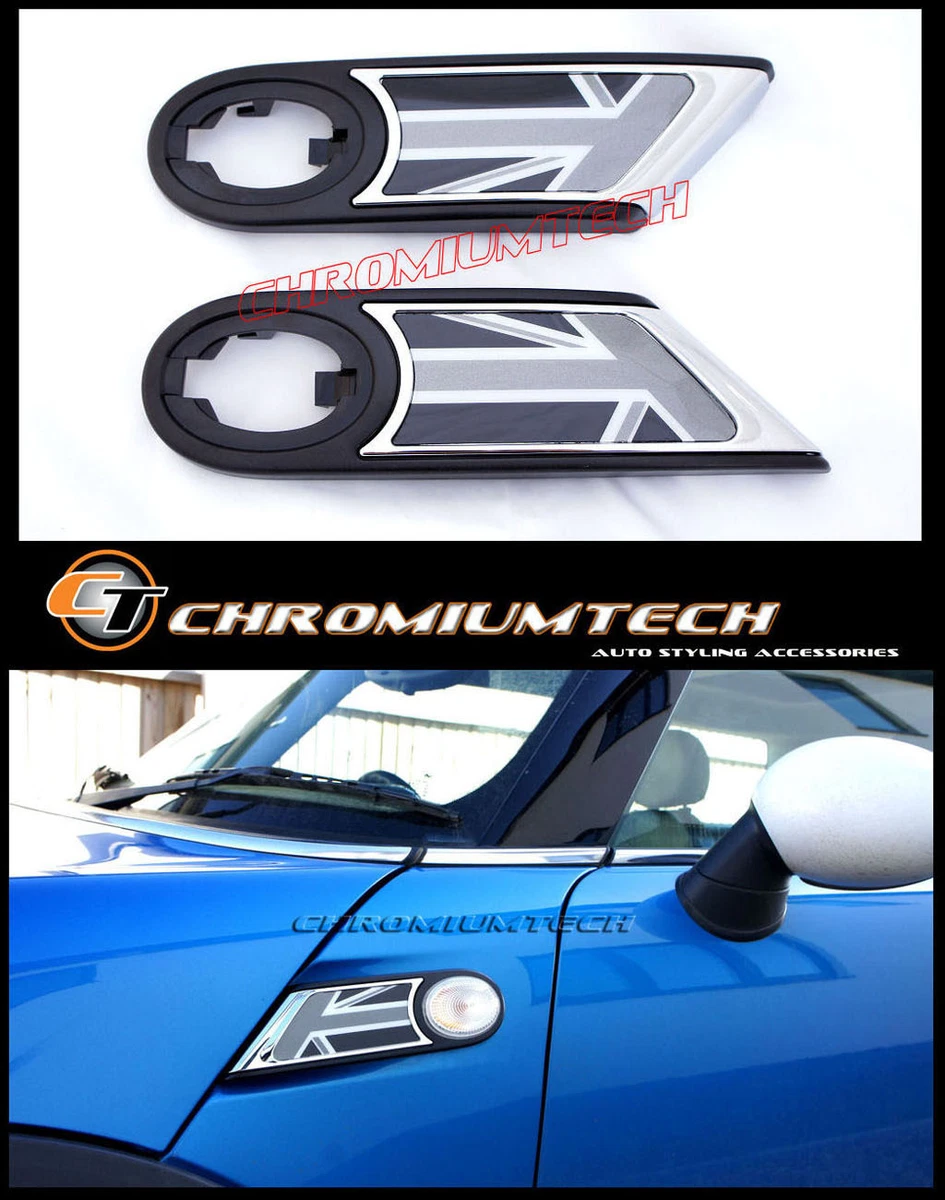 Mini Cooper R55 R56 R57 R58 R59 Schwarz Union Jack Chrom Seite Bullaugen  Blinker