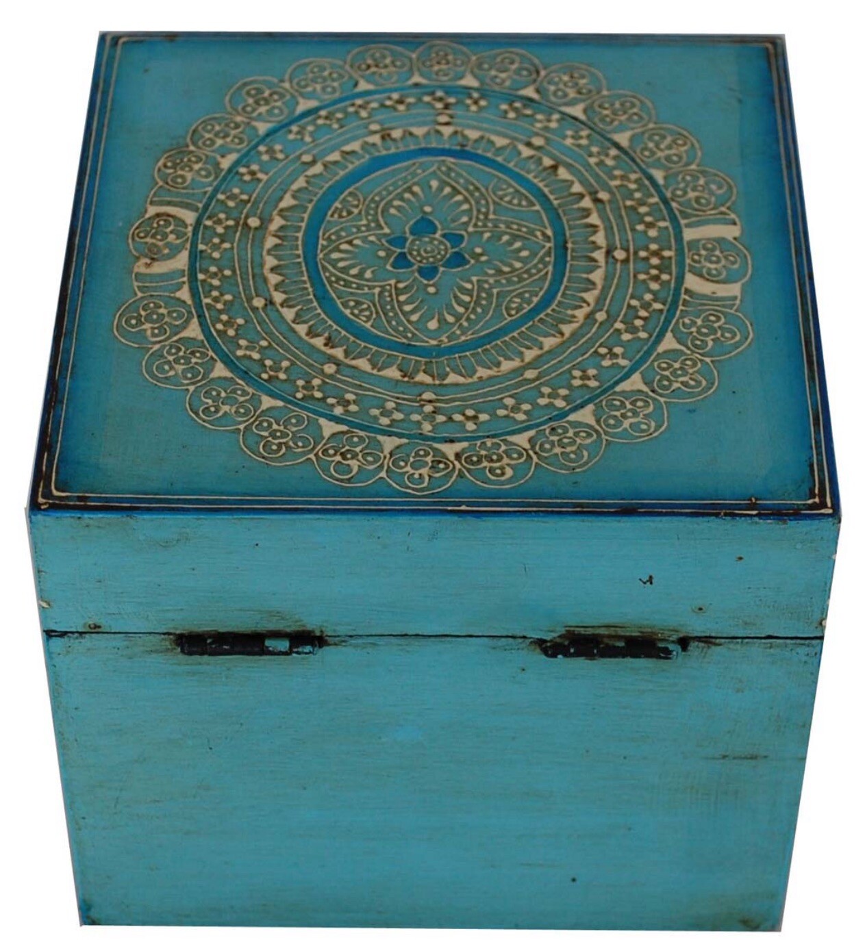 Turquoise Wood Embellished Storage Box
