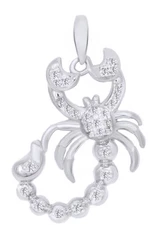 0.25 Ct Rond Cut Simulated  18K White Gold Plated Scorpio Zodiac Sign Pendant