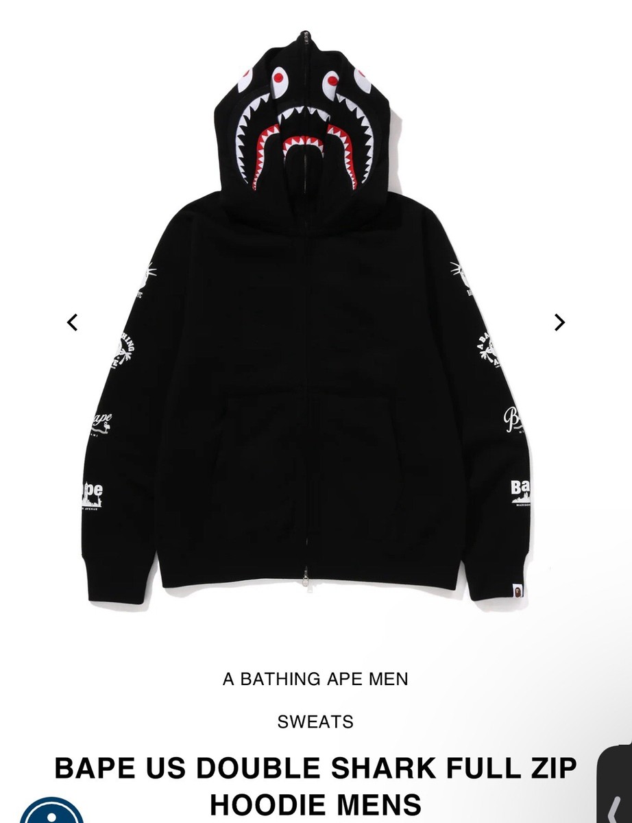 BAPE US DOUBLE SHARK FULL ZIP HOODIE MENS SIZE M | eBay BAPE US DOUBLE SHARK FULL ZIP HOODIE MENS SIZE M | eBay
