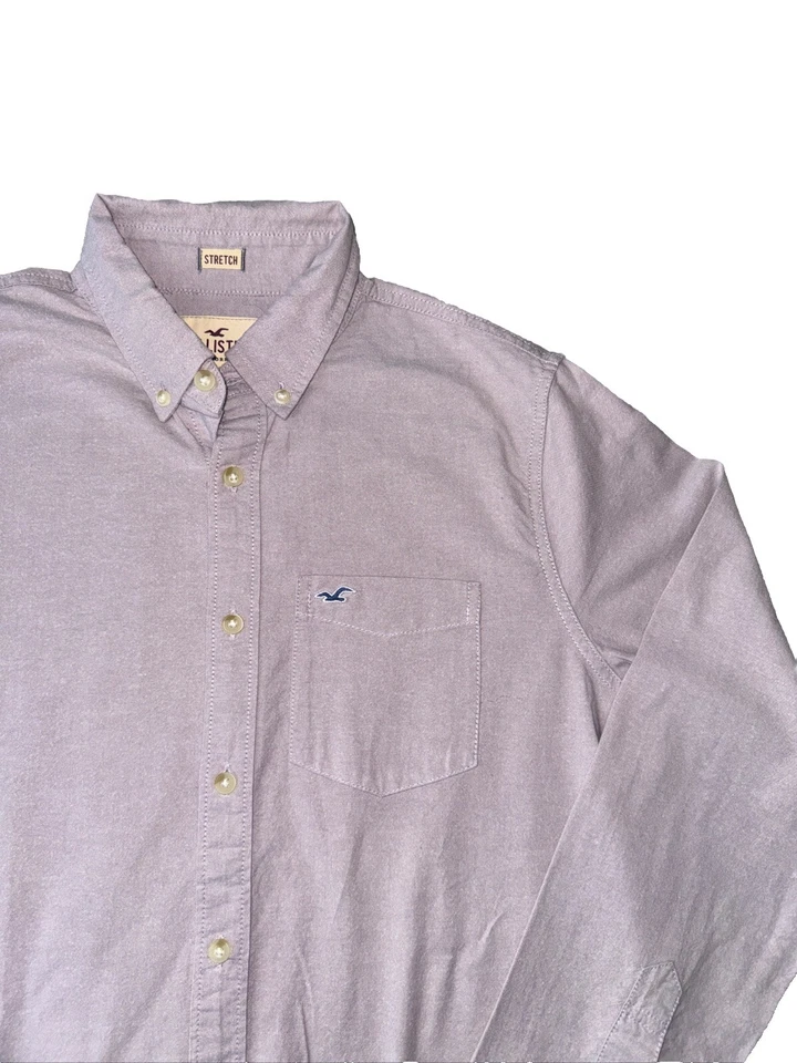 Рубашка HOLLISTER на пуговицах мужская средняя эластичная с длинным рукавом повседневный топ - Изображение 2 из 4