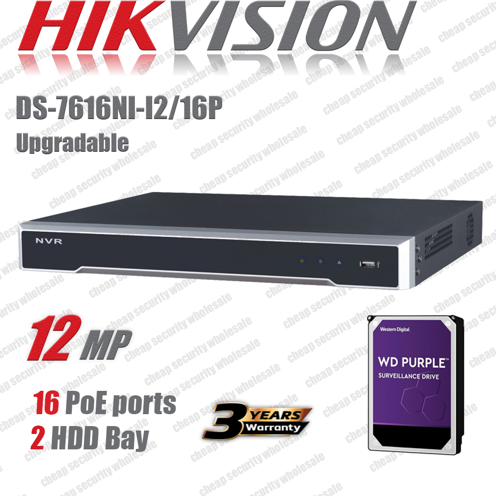 Hikvision 16 Channel NVR DS-7616NI-I2/16P 12MP 2SATA 8PoE for IP