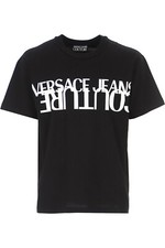 VERSACE JEANS COUTURE LOGO PRINT T SHIRT -BLACK.