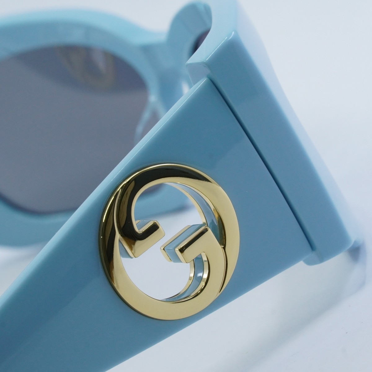 NEW GUCCI SUNGLASSES GUCCI GG1412S 005 LIGHT BLUE/SILVER MIRROR EYEWEAR Gucci NEW Gucci GG1412S Blue Mirror Shield Sunglasses $695  main image 2
