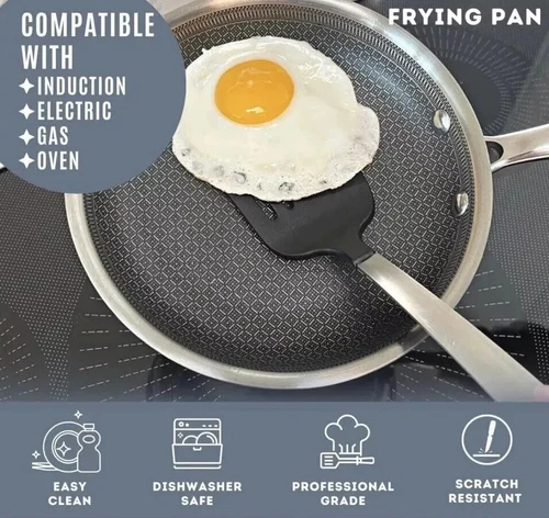 Lexi Home Hybrid Diamond Tri-ply Stainless Steel Frying Pan - Thumbnail 2