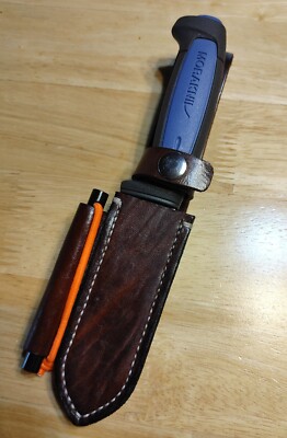 Custom Leather Bushcraft/Survival Sheath For Mora Basic Knife w' 3/8'' Ferro Rod