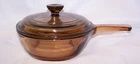 Pyrex Vision Corning Ware AMBER Glass .5 L/QT Sauce Pan Pot W/ Lid CLEAN U.S.A.