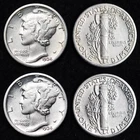 1934 & 1934-D Mercury Silver Dime Nice AU 2 Coin Lot FREE SHIPPING