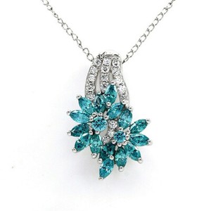 Authentic Marquise Cut CARIBBEAN BLUE Topaz 14K White Gold Plated Pendant