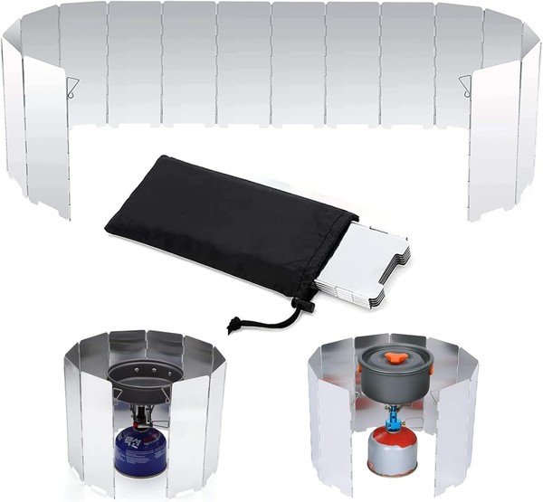 Windschutz Faltbar Aluminium 16 Lamellen Ultraleicht FüR Campingkocher Outdoor-image