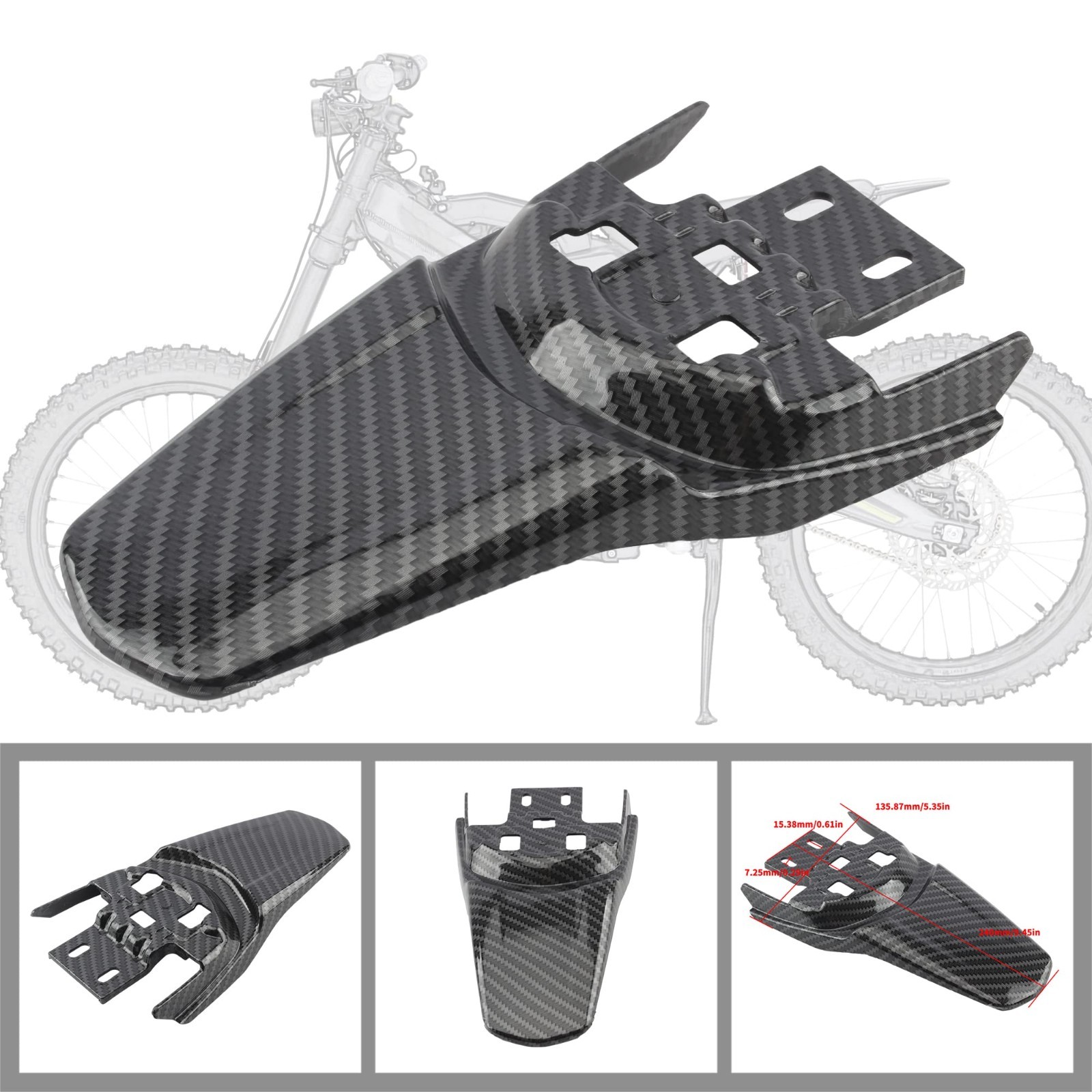 for Surron Light Bee X S Motorcycle Carbon Fiber Rear Fender Mudguard E-bike