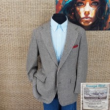 DONEGAL MIST 42R CASHMERE MOHAIR Wool Blend Houndstooth TWEED Sport Coat IRELAND