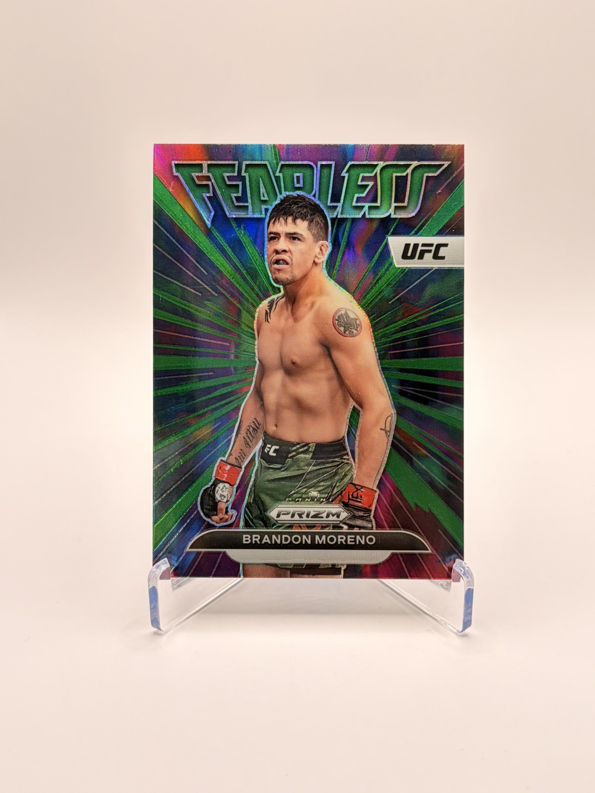 2023 Panini Prizm UFC #1 Brandon Moreno Fearless Green Prizm MMA Mexico