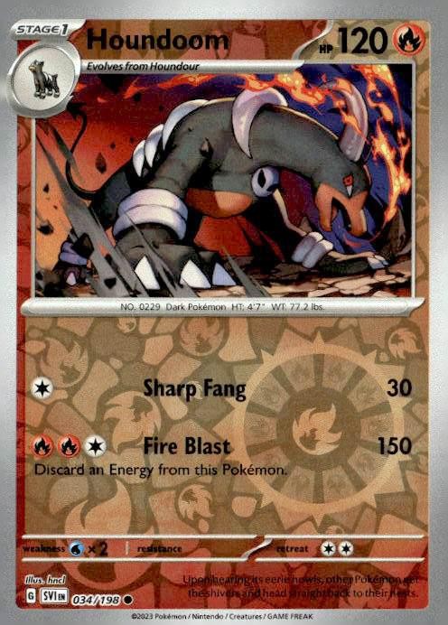 Houndoom 034/198 Common Scarlet & Violet Pokemon Reverse Holo Near Mint