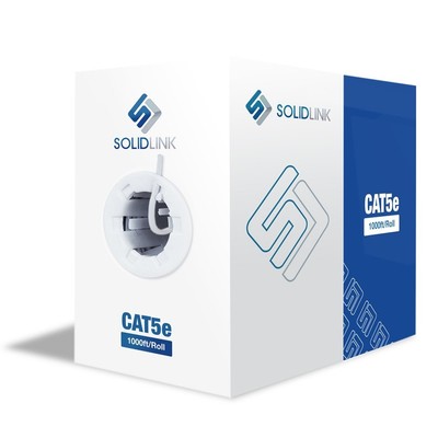 CAT5e Ethernet Cable 1000ft   24AWG Solid CCA UTP Unshielded CAT 5e, High Spe...