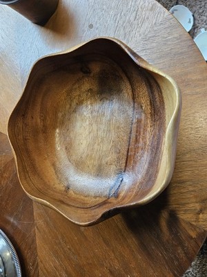 Wood Bowl Serving Dish Monkey Pod Signed Blair Hawaii Hand Carved