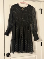 Black Long Sleeve Dress with Gold Accents