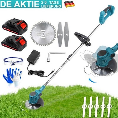 Elektro Akku-Rasentrimmer Mit 2 Akku und Ladegerät Freischneider Motorsense DE