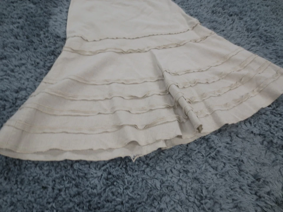 Юбка Sharagano женская 6 бежевая льняная смесь расклешенная с подкладкой повседневный текстурированный подол - Изображение 2 из 4