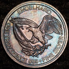 1984 Engelhard American Prospector Eagle TONED 1oz 999 FINE Silver bar WOW C7107