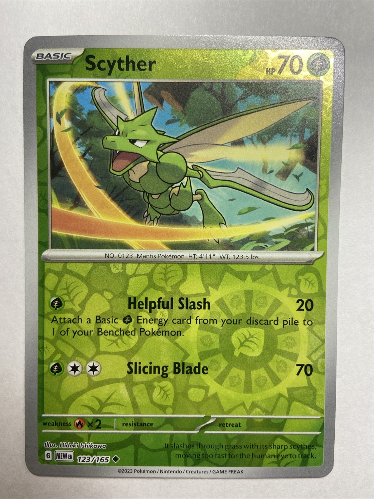 Scyther 123/165 Reverse Holo Pokemon TCG SV Scarlet & Violet 151 NM/M Condition
