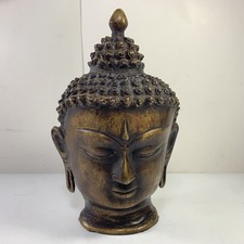 Vintage Tibetan Bronze Brass Buddah Head Sculpture 9" 4lb 9oz