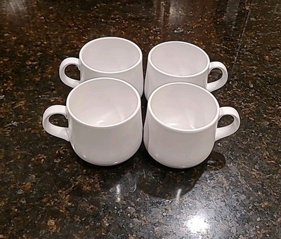 SET OF 4 Noritake Progression AU NATUREL White 10 oz Mugs Cups 9073. Japan
