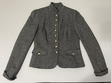 VTG Chaps Womens Wool Jacket Blazer Sz M Herringbone Gold Button Equestrian ￼