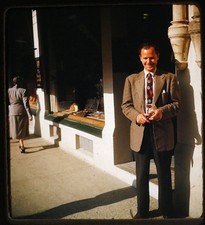 Well-dressed man on street - 1950 Stereo Realist slide 2251