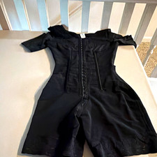 Women  s S Black One-Piece Shapewear Bodysuit Firm Compression Hook  Eye Costume