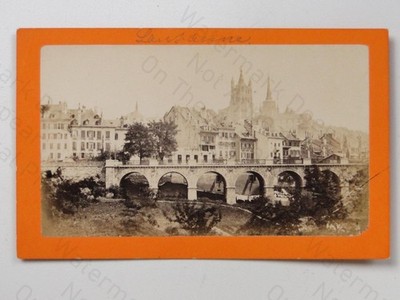 Lausanne Schweiz Grand Pont Kathedrale Stadtbild a Schmid um 1870 Vintage CdV