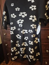 Scoop Womens Black And White Floral Knit Dress Size 20
