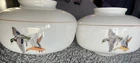 2 Vintage Mallard Duck Light Shade Glass Milk White Ceiling Fan Bird Cabin Lodge