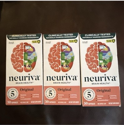 (3) NEURIVA ORIGINAL Brain Health Supplement (30 Cap) EXP 09/2026