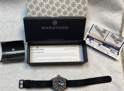 Marathon US Government Quartz 24-Hour Black Dial Nylon Strap Watch w/ Box