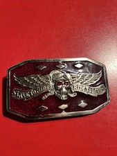 Vintage 1984 Great American Buckle Co Live To Ride Skull Belt Buckle
