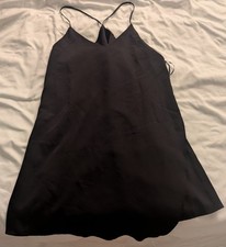 Free People Black Strappy Sleeveless Mini Slip Dress V-Neck Short Solid Party