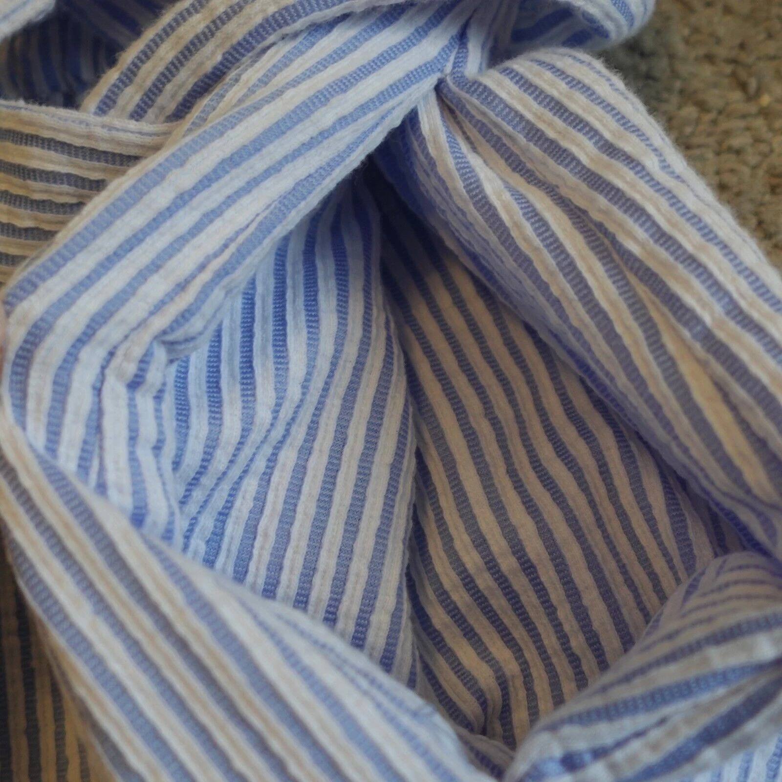 Abito donna medio Michael Kors spalle scoperte scollo a volant tasche seersucker