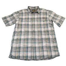EDDIE BAUER Travex Shirt - Men Large Tall LT - Button, Plaid Short Sleeve