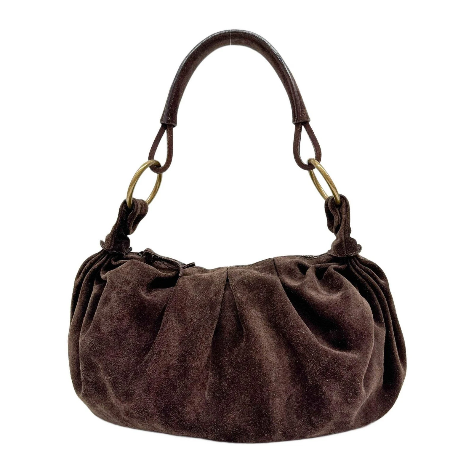 Miu Miu — MIU MIU Brown Suede Hobo Shoulder Bag
