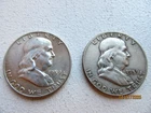 Two (2) 1959-D Franklin Silver Half Dollars