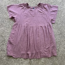 Gap Dress Womens 3X Pink Gauze Cotton V-Neck Tiered Shift Pockets, Beach Comfort