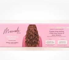 Mermade BEACH WAVES Hair Double Waver Two Barrel Curling Frizz Free NIB