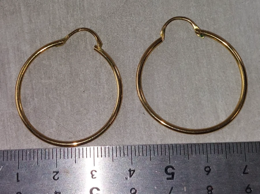 Boucles D'oreilles Créoles Plaqué Or Vintage Oria - Stock Neuf, Style Ancien, Fermeture Pour Oreilles Percées