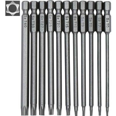 Torx Schraubendreher Bit Set, 11 Stück, lang, magnetisch, T6-T40, 100mm