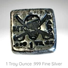 MK Barz 1 Troy oz .999 Fine Silver Skull & Crossbones Hand Poured Round