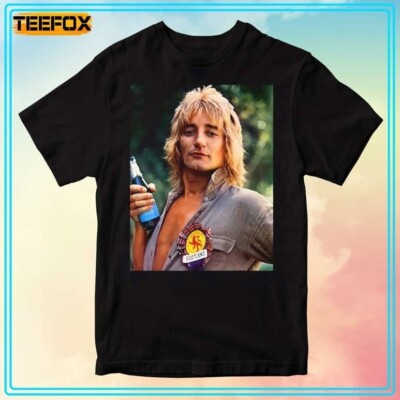 NEW Rod Stewart Retro 70s Unisex T-Shirt Black Cotton All size S-5XL  HRN167