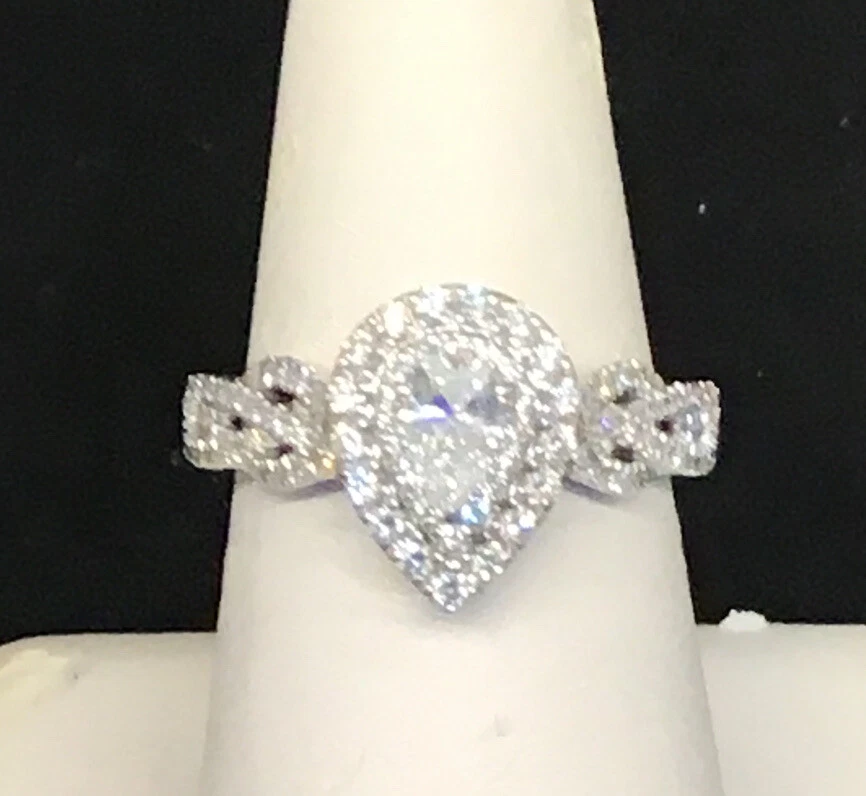 Neil Lane Bridal Ring 7 8 ct tw Pear Shaped Diamonds 14K White Gold